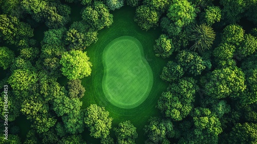 Wallpaper Mural Aerial View of a Lush Green Golf Course Putting Green Surrounded by Trees Torontodigital.ca