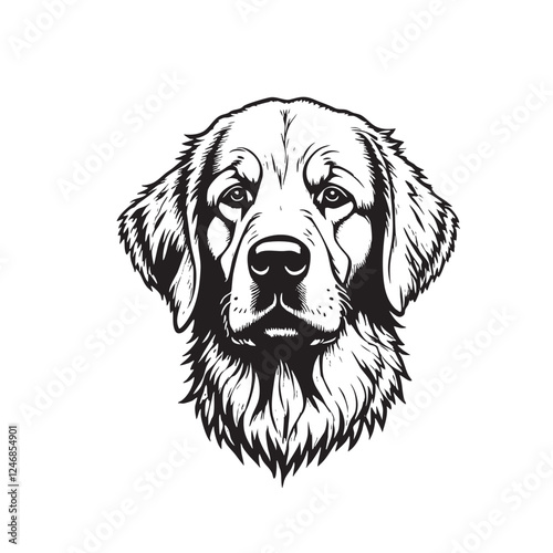 Illustration vector of golden retriever dog head on a white background. Easy editable layere. Pet. Animals.
