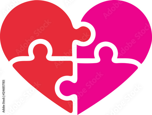Puzzle heart icon Jigsaw illustration symbol Sign love logo vector.