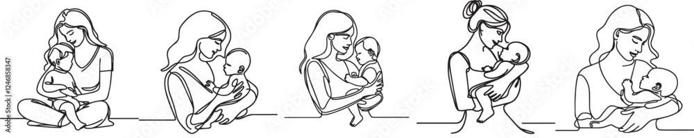 set vector continuous line parents carrying their child set vector continuous line parents carrying their child