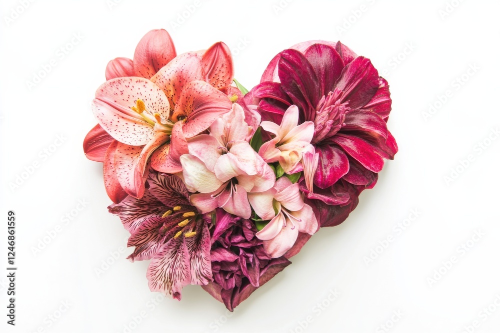 Heart-shaped bouquet of vibrant lilies and lush flowers perfect for romantic occasions and celebrations of love Heart-shaped bouquet of vibrant lilies and lush flowers perfect for romantic occasions and celebrations of love