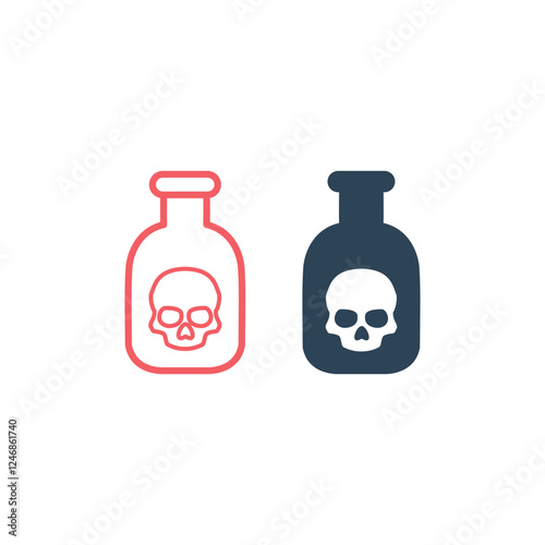 Poison bottle icons set. Venom bottle with skull and crossbones vector icon. pesticides symbol flat illustration.