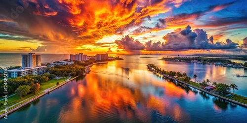 High-speed 60fps aerial footage reveals Sarasota's sunset in stunning detail, a breathtaking Florida view. photo