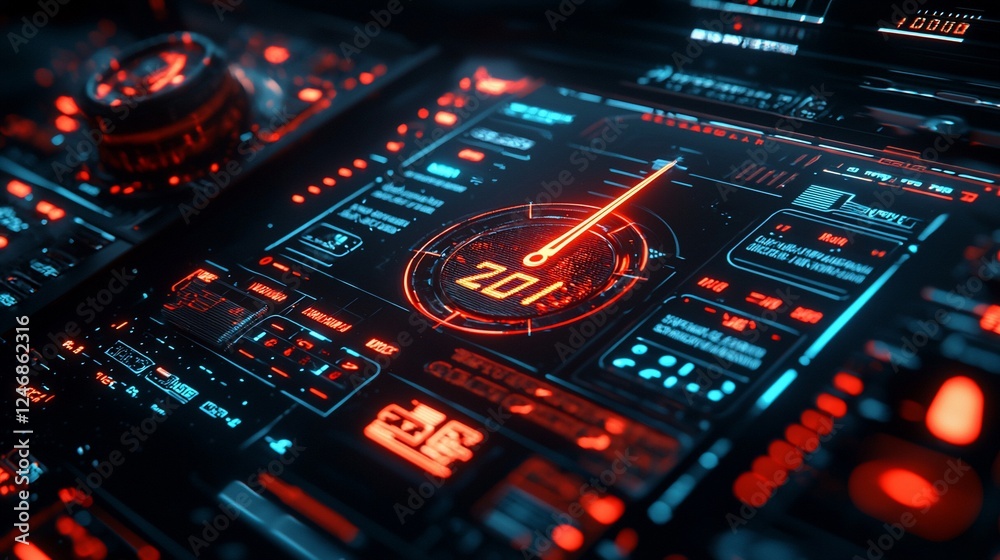 Futuristic HUD interface showing 201. Futuristic HUD interface showing 201.