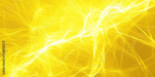 A neon sunshine yellow abstract background with electrified light beams, crossing each other in various directions, creating an energetic pattern.