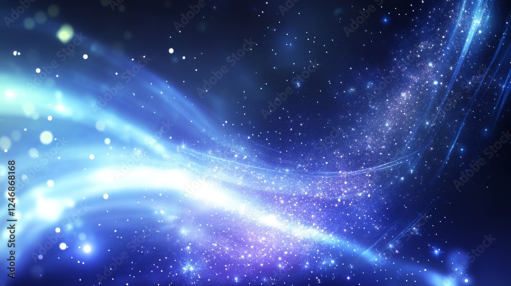 Obraz premium Abstract light waves in a cosmic backdrop.