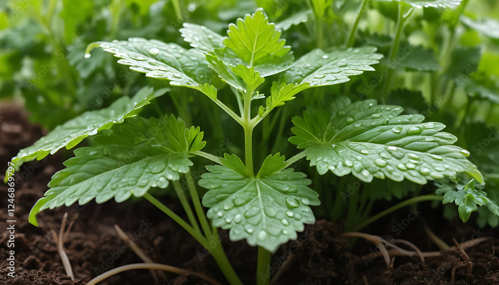 A Coriander Leaf's Fresh grow from soil A Coriander Leaf's Fresh grow from soil