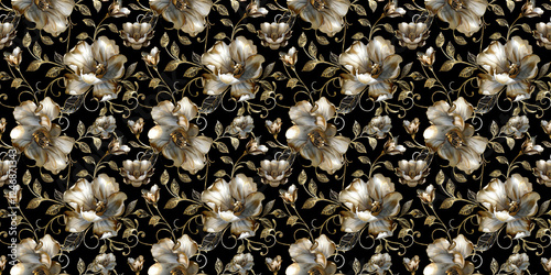  Seamless watercolor floral pattern - green leaves and branches composition on  background, perfect for wrappers, wallpapers, postcards, greeting cards, wedding invitations, romantic events