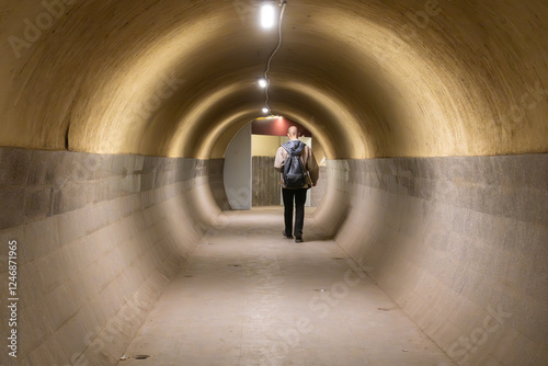 Cairo, Egypt  A man walks in an underground passage in the Shubra district north of the city. photo