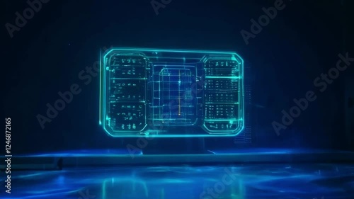 Futuristic HUD Interface with Neon Loading Effects
