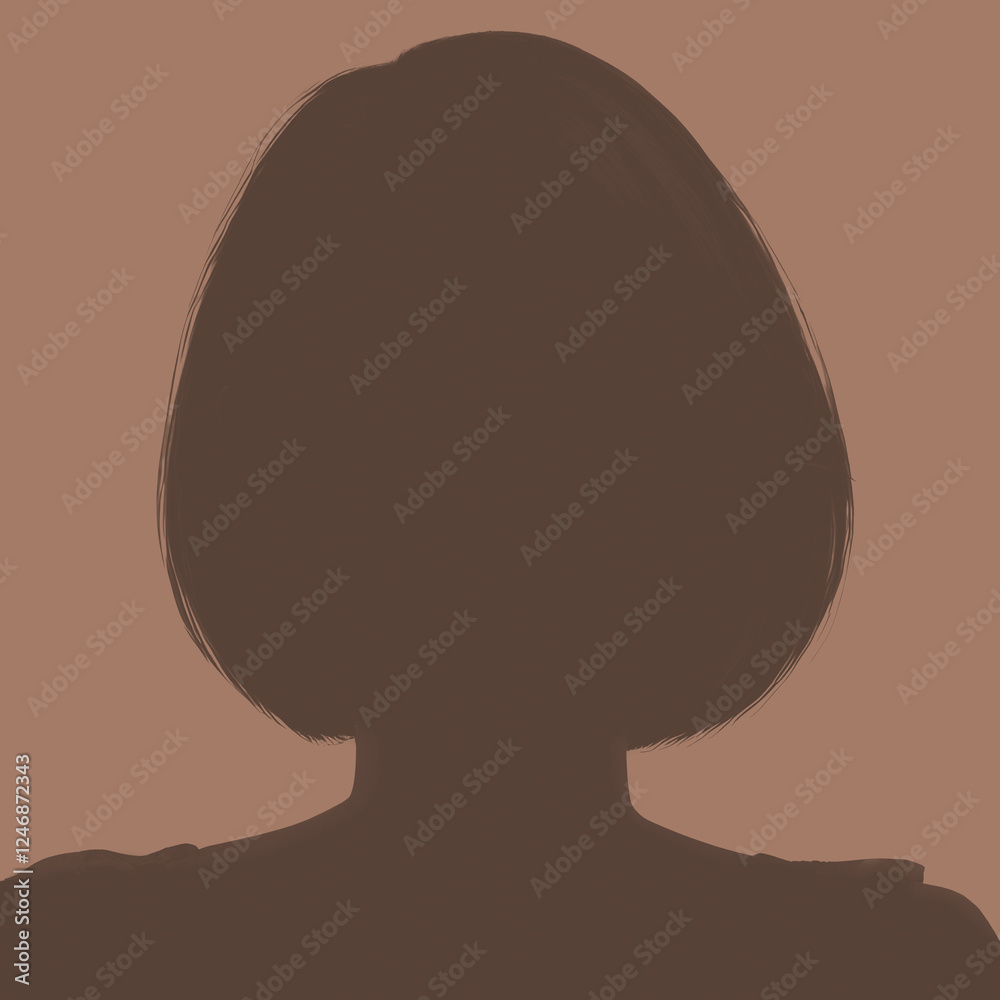 Silhouette of a grown woman. Female avatar. Icon for social networks. Mocha Mousse silhouette isolated on brown Silhouette of a grown woman. Female avatar. Icon for social networks. Mocha Mousse silhouette isolated on brown