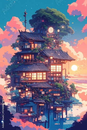 Magical Tree - House at Dusk