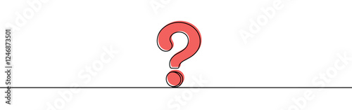Question mark continuous one line drawing. Asking sign in simple linear style. Quest, quiz concept. Vector illustration.