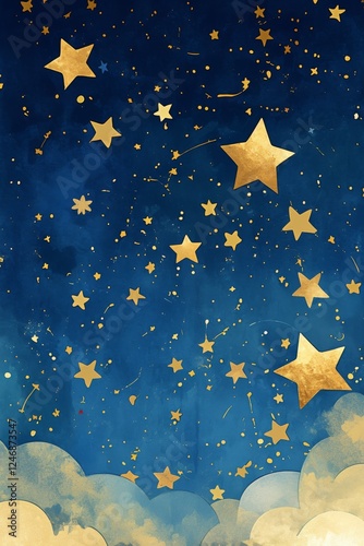 Glistening Stars in the Night Sky with Clouds
