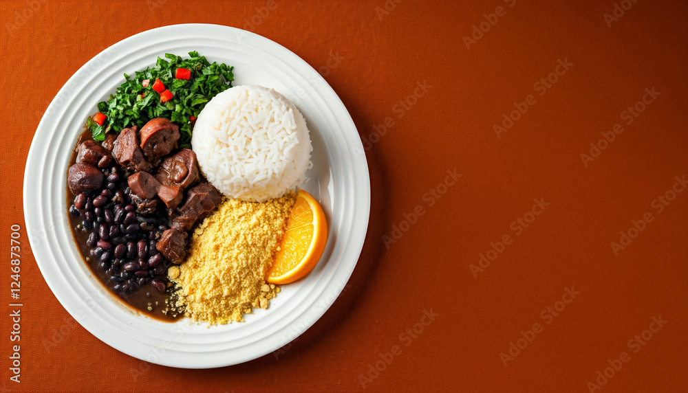 Feijoada, typical Brazilian food with black beans, pork and sausage Feijoada, typical Brazilian food with black beans, pork and sausage