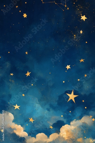 Enchanted Night Sky with Golden Stars