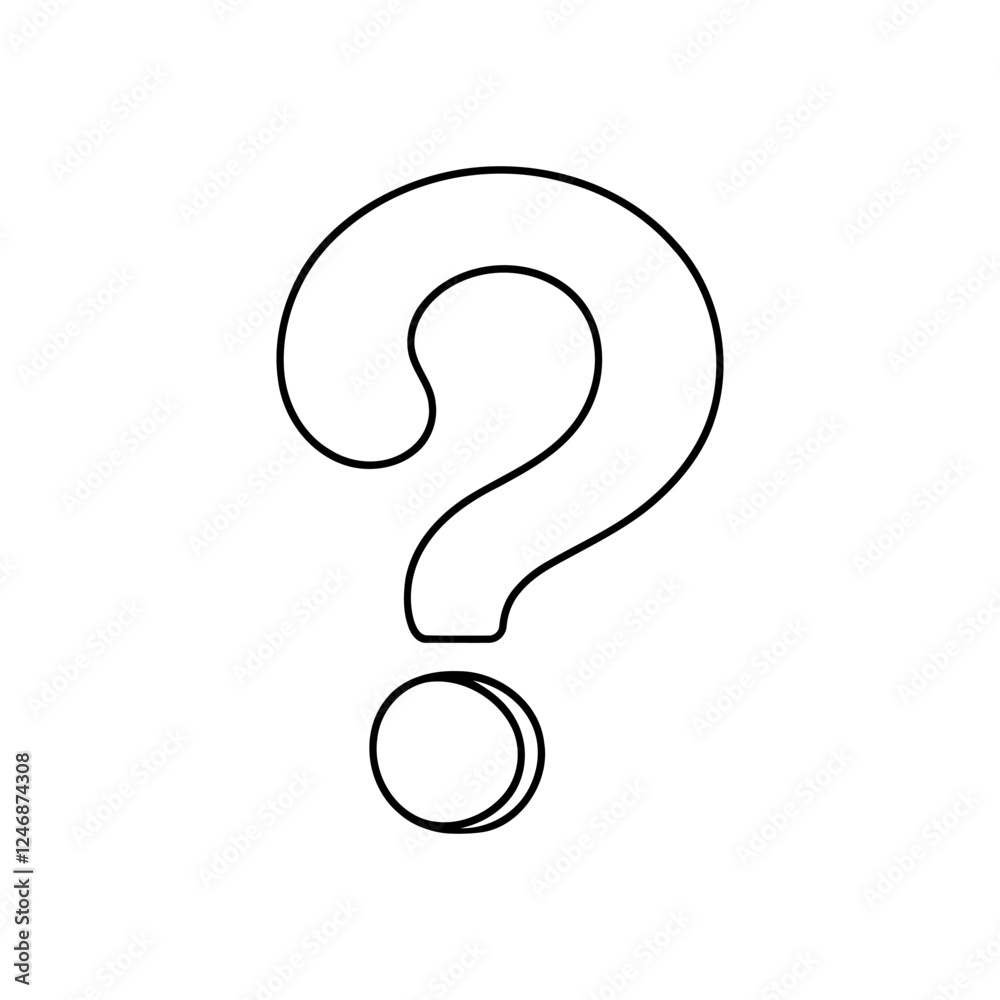 Question mark continuous one line drawing. Asking sign in simple linear style. Quest, quiz concept. Vector illustration. Question mark continuous one line drawing. Asking sign in simple linear style. Quest, quiz concept. Vector illustration.