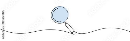Magnifying glass continuous one line drawing. Loupe symbol in simple linear style. Search concept. Vector illustration.