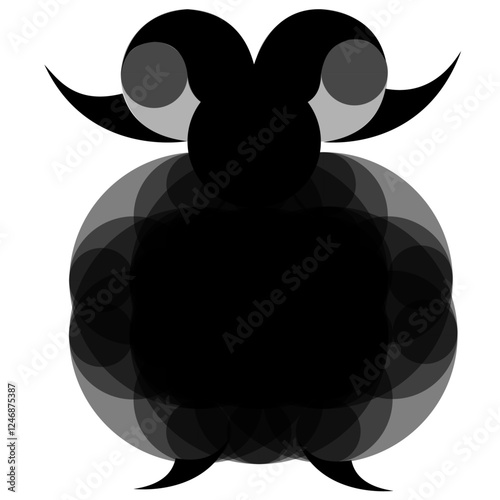 dessin d'une chèvre noir stylisé conçue avec des cercles