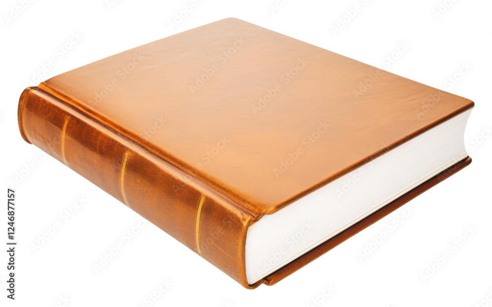 A classic brown leather-bound book with a smooth cover and visible spine detailing. A classic brown leather-bound book with a smooth cover and visible spine detailing.