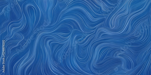 A cobalt blue background featuring organic, wave-like lines flowing from left to right. The rhythmic movement creates a sense of fluidity, ideal for wellness websites, spa promotions, or tranquil art