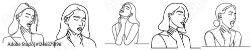 continuous one line people with sore throat