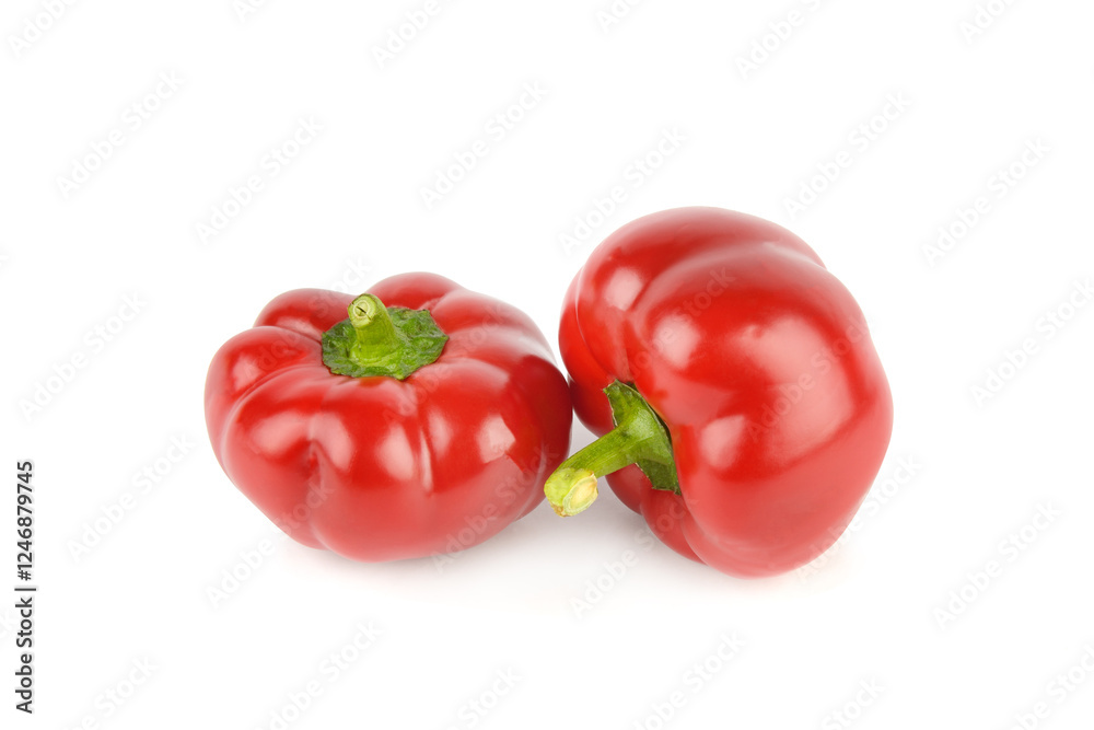 Set of sweet peppers, paprika isolated on white. Set of sweet peppers, paprika isolated on white.