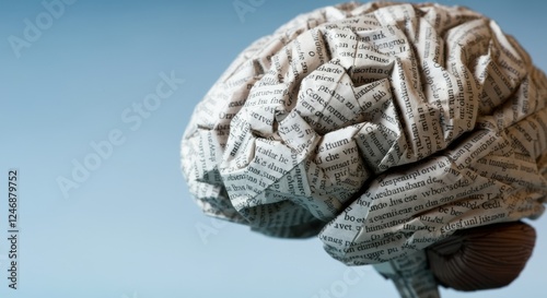Crumpled paper brain symbolizing creativity and knowledge