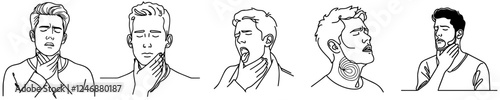 continuous one line people with sore throat