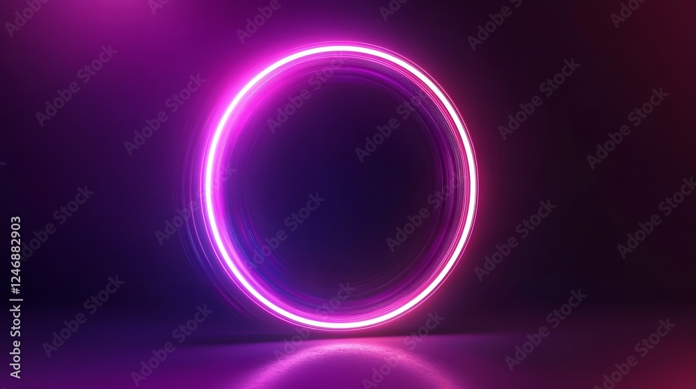 Abstract neon background with a round glowing frame
Abstract neon background with a round glowing frame
