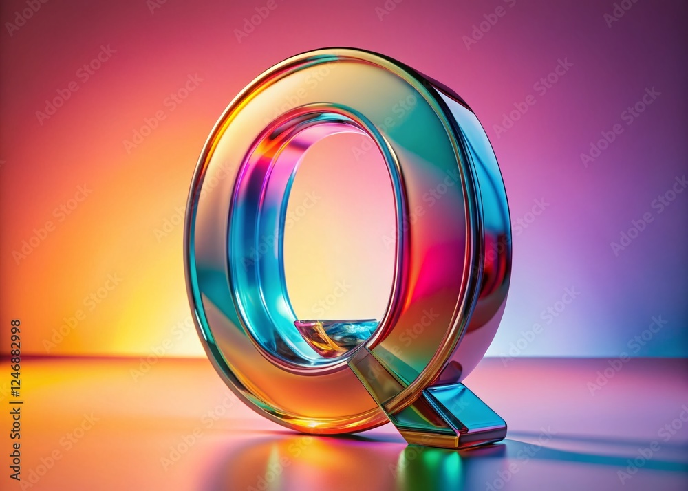 Minimalist 3D Glass Letter Q, Modern Alphabet, Clean Design, Studio Shot Minimalist 3D Glass Letter Q, Modern Alphabet, Clean Design, Studio Shot