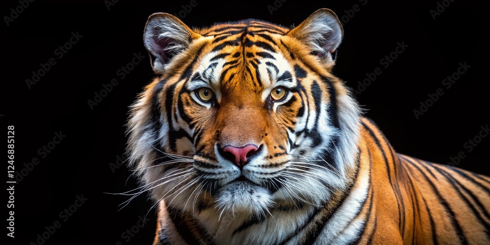 Fototapeta premium Minimalist Black Background Tiger Photo: Powerful Wildlife Image