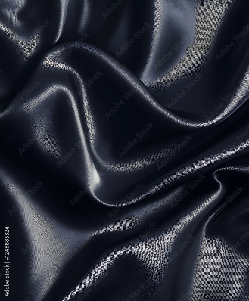 Fototapeta premium Luxurious Black Silk Fabric with Rich Texture and Elegant Flowing Waves : Generative AI