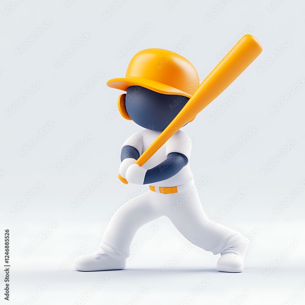 Cartoon Baseball Player in Batting Stance Ready to Swing Bat Cartoon Baseball Player in Batting Stance Ready to Swing Bat