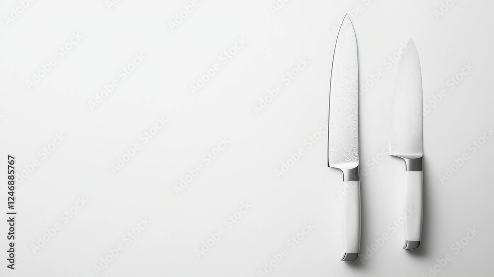 Knife and knife rest placed on a clean white surface for culinary use and presentation Knife and knife rest placed on a clean white surface for culinary use and presentation