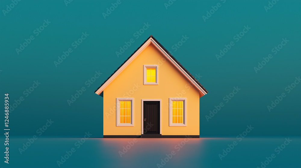 tiny house with a glowing window tiny house with a glowing window