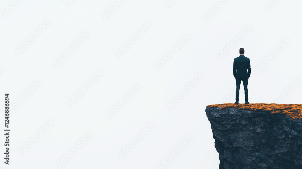 simple design of a man on the edge of a cliff simple design of a man on the edge of a cliff