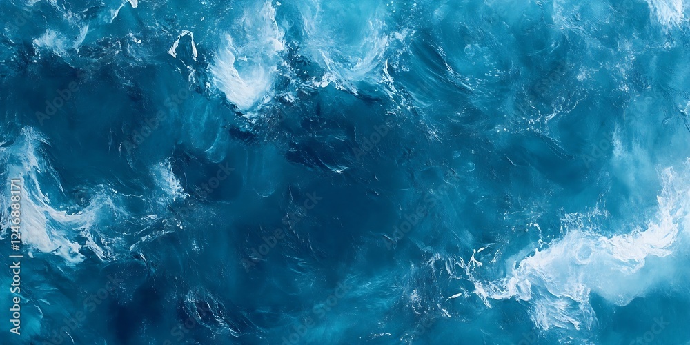 Dynamic Abstract Ocean Waves in Motion Capturing Energy and Power of the Sea : Generative AI