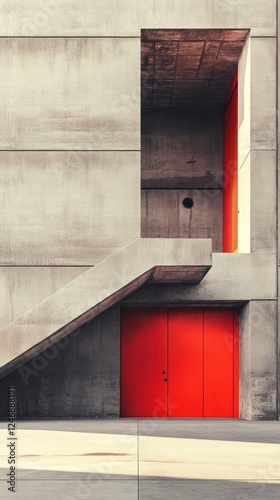A utilitarian Brutalist fire station with a pragmatic layout and purely functional design elements