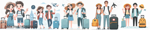 vector set of couples traveling