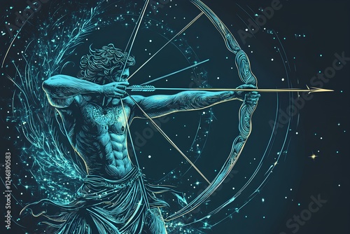 illustration astrology theme, horoscope Sagittarius  photo