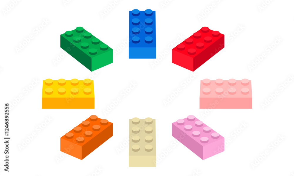 Obraz premium toy block icon set vector illustration isolated on white background.