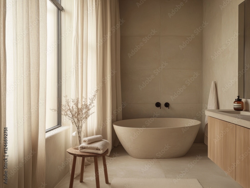 A bathroom with a white bathtub and a window A bathroom with a white bathtub and a window