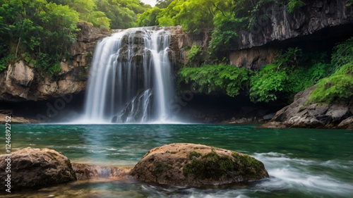 waterfall in the mountains