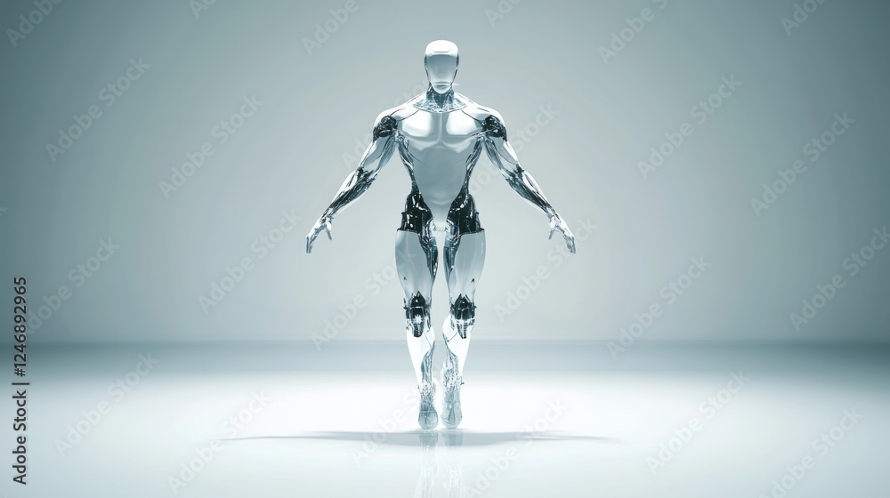 Fototapeta premium Futuristic humanoid robot model on display.