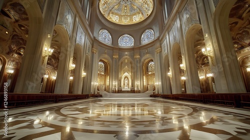 Opulent Church Interior with Grand Dome and Ornate Architectural Details : Generative AI photo