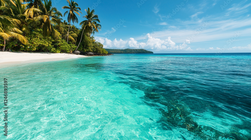 Fototapeta premium tropical island retreat with pristine sands