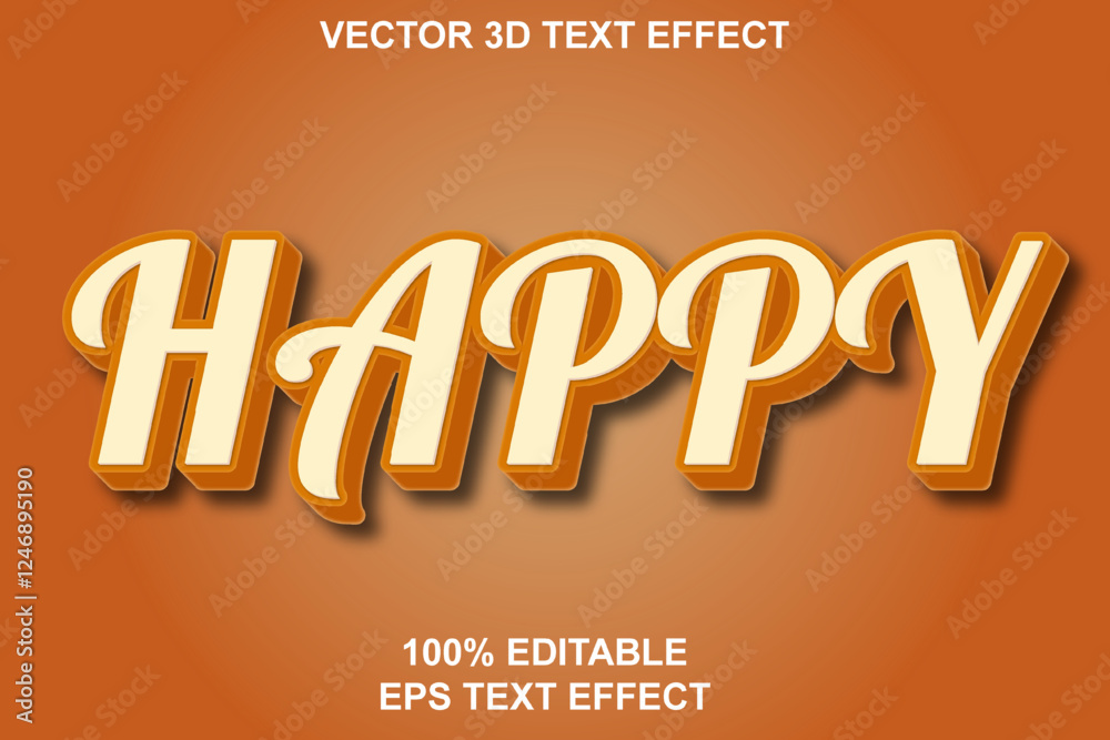 Happy 3d editable vector text effect design template Happy 3d editable vector text effect design template