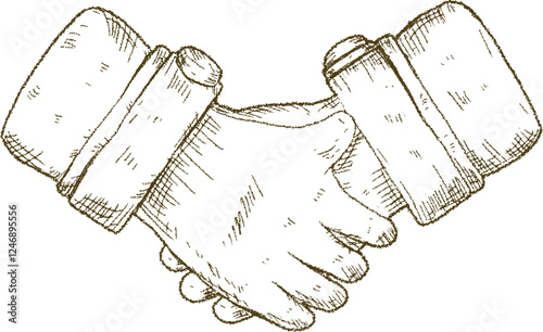 Handshake with moslem in ramadan forgive and peace symbol illustration