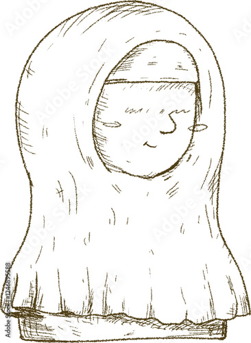 muslimah Sketch A Pensive Figure in Brown Hues